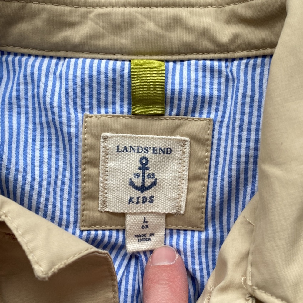 Girls Lands End khaki coat - Picture 2 of 7